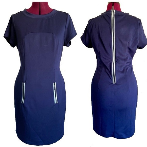 Navy blue fitted Dress - Picture 1 of 6